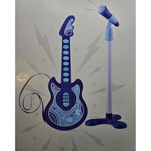 19-Inch Kids Electric Toy Guitar with Microphone and Stand - Blue Musical Toy